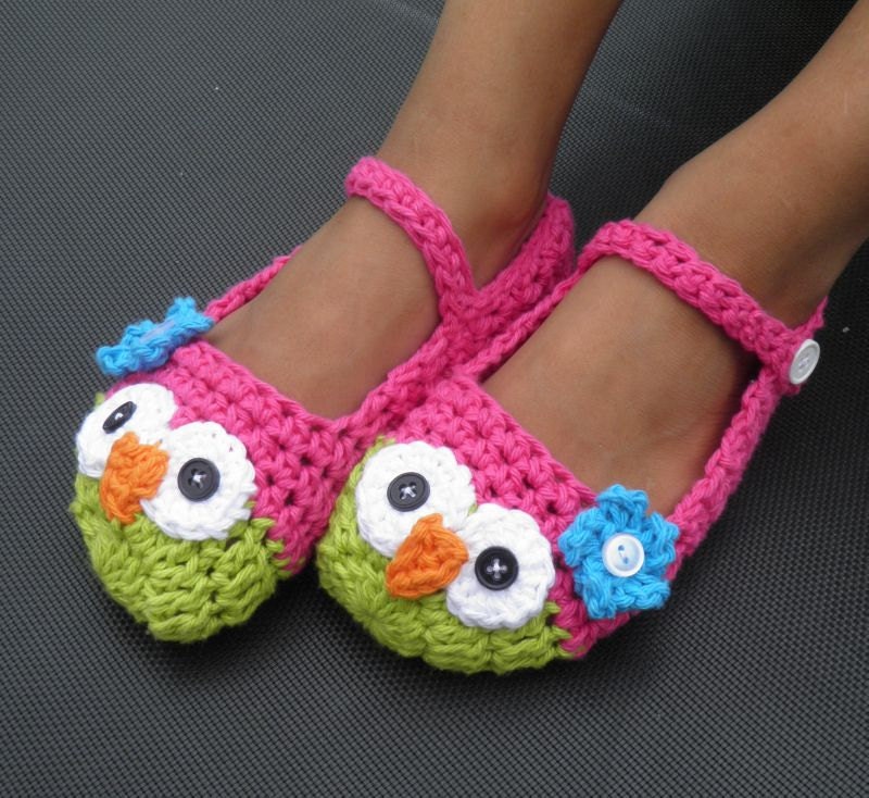 BABY Owl Mary Janes -- Baby Toddler -- Custom Made to Order Slippers