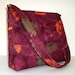 Fall Purse / Autumn Pocketbook / Batik Messenger Bag / Crossbody Purse / Purple Handbag - Purple Batik with Orange Leaves, Ready To Ship