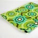 iPad Sleeve Tablet Cover - Teal and Brown on Lime Green Corduroy - Padded with Flap Closure