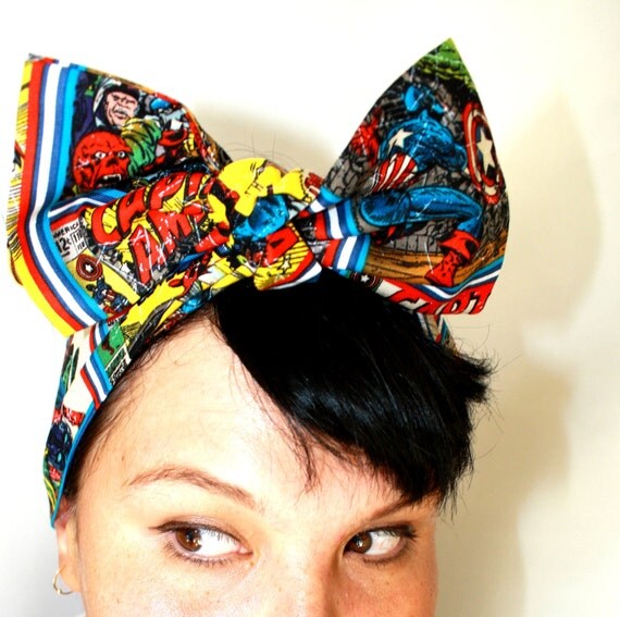 Bow hair tie Comic Book, Captain America, Marvel, The Avengers