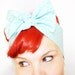 Bow hair tie, Vintage Inspired Head Scarf, Powder Blue, Polka Dots, Rockabilly, Retro, 1940s, 1950s