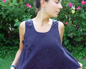 SALE-Vintage Black Silk Crop Top Tank with Leaf Pattern