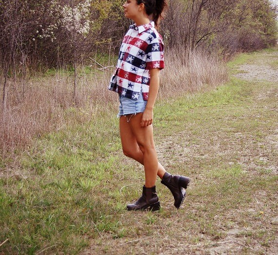 blue checkered top