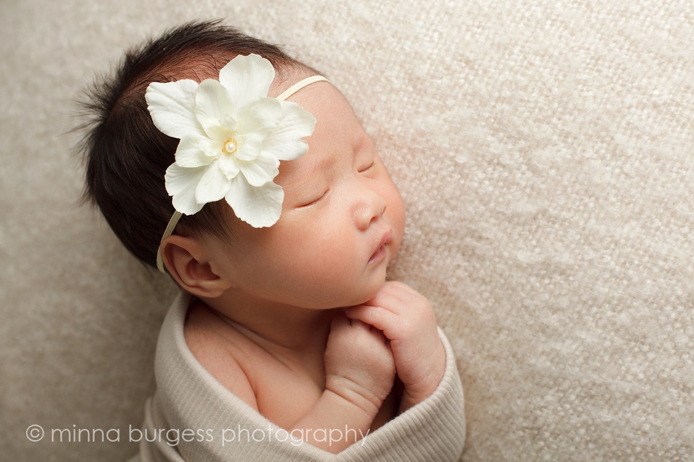 Vanilla Delight Delphinium Flower with Cream Pearl Center Headband Photography Props