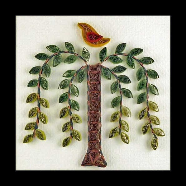 Quilled Weeping Willow Tree Folk Art Pattern