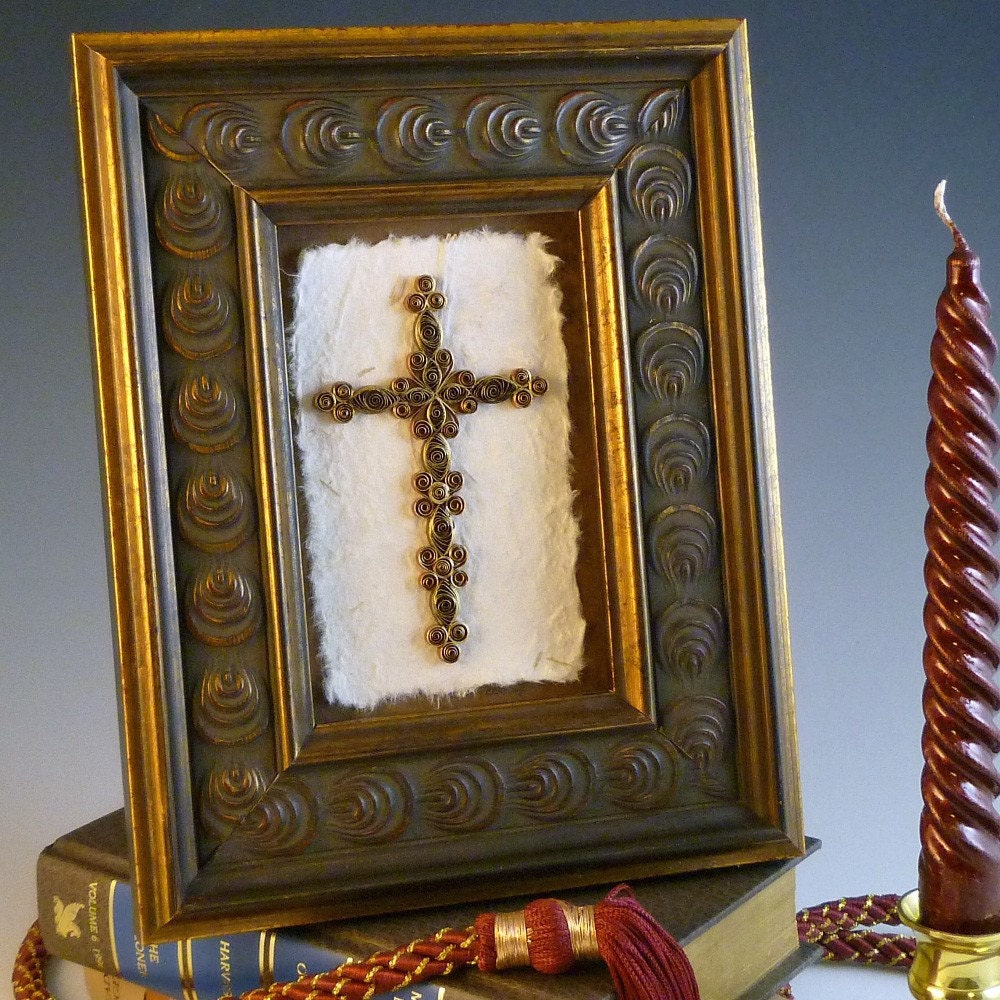 Old World Quilled Paper Cross