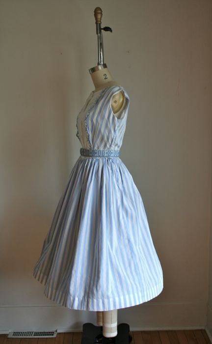 vintage 50/60s dress - PARASOLE striped party dress / S