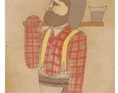 Canadian Lumberjack, Print of Original Drawing