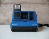 vintage 80s 90s RARE BLUE instant POLAROID camera--Tested & Works