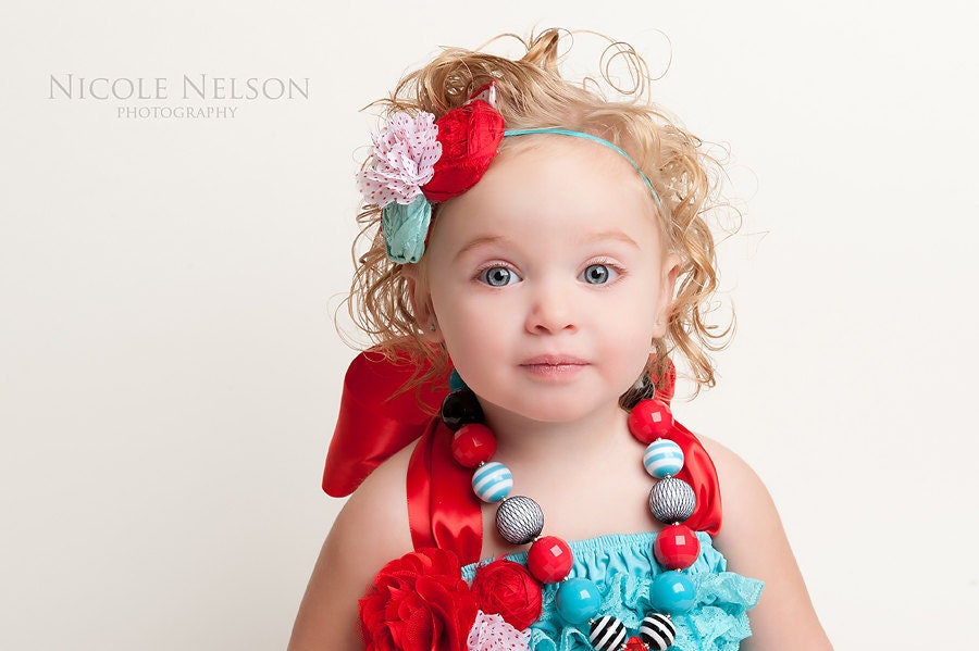 Red and Aqua Circus Headband