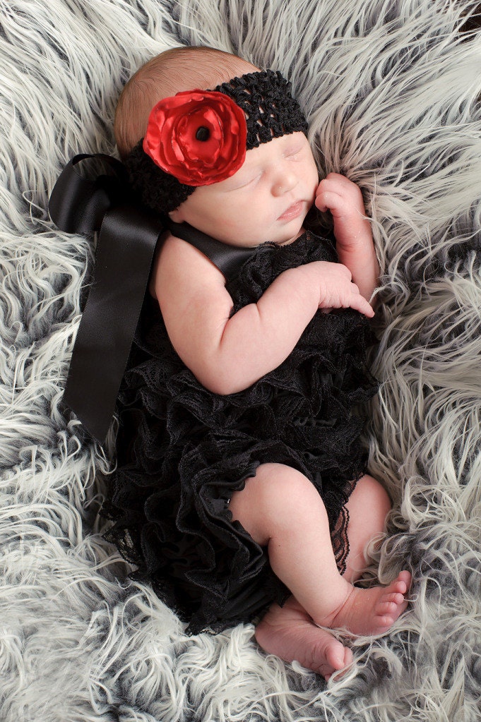 Black Lace romper with satin halter straps - Cotton XS (Newborn - 12 Months)
