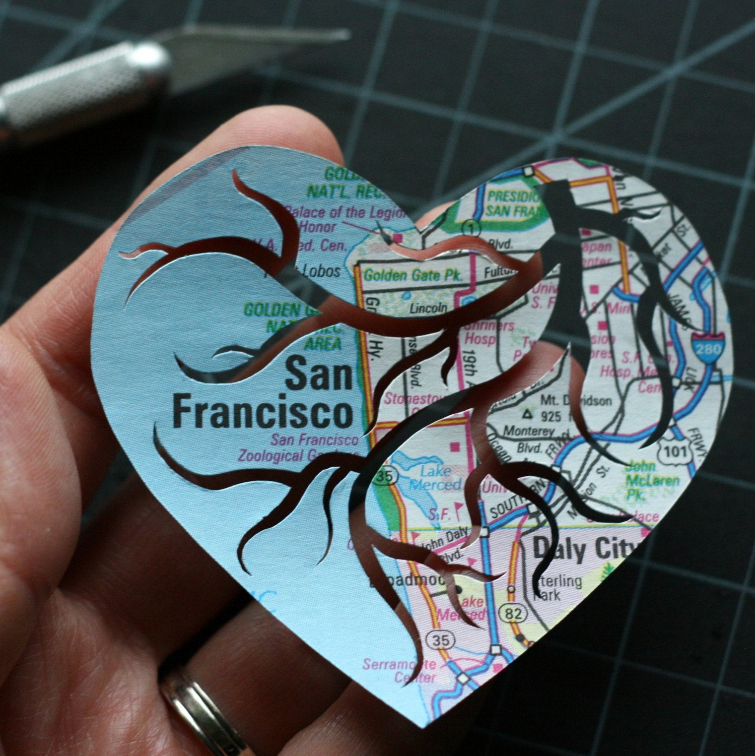 I Left My Heart in San Francisco Original Map Cutout Art by PaperCutWorks