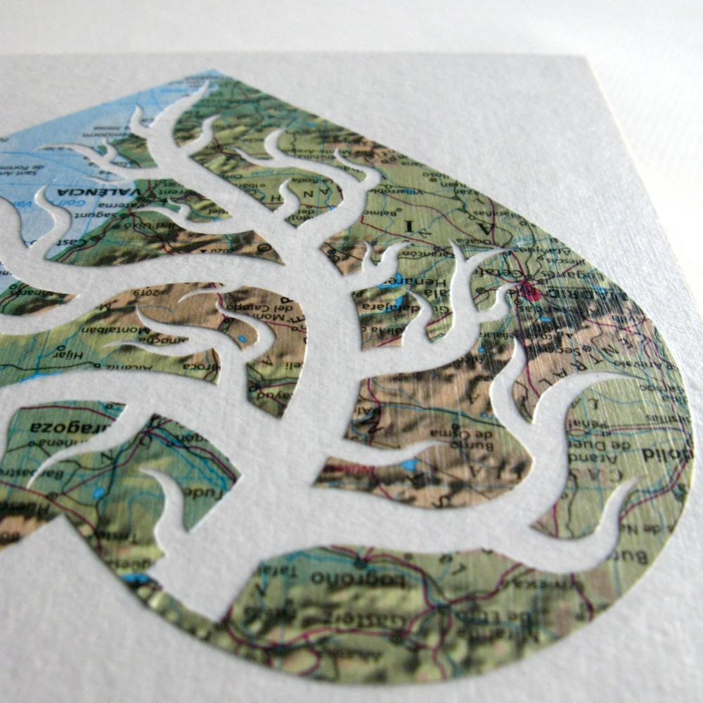 6" by 6". Cut paper art. Large Map Cut Art on a Wooden Panel. Made to Order. You Pick the Location. by PaperCutWorks