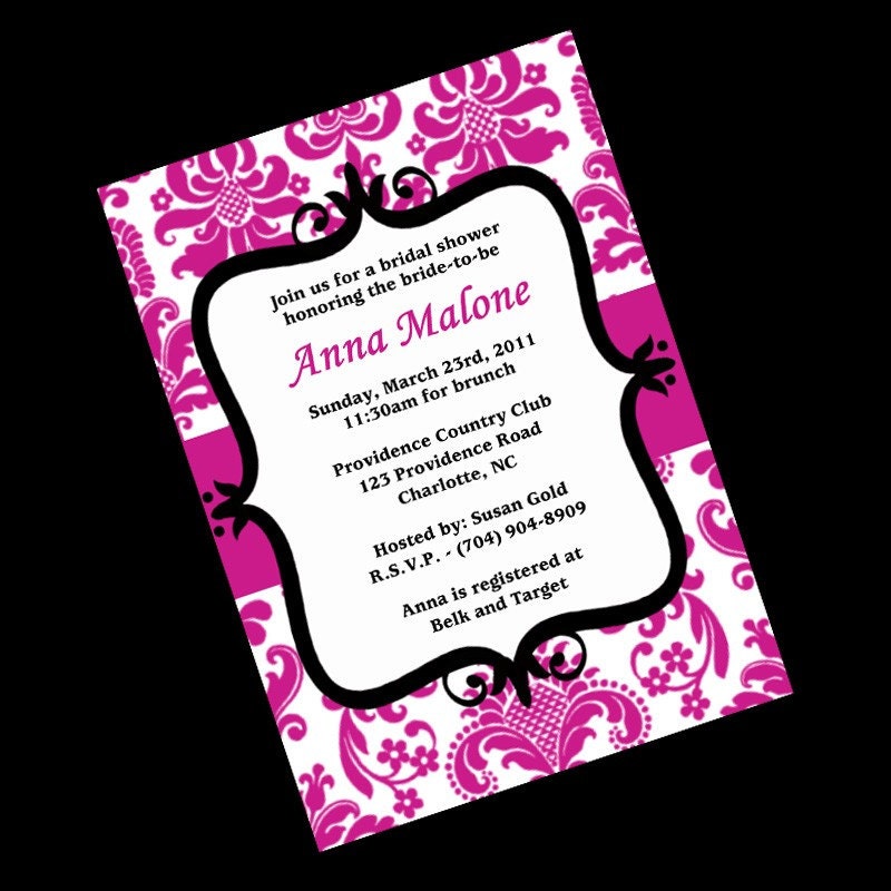 Baby Shower Invitation Damask Baby Shower Invites Black and White Shabby Chic Printable Il_170x135