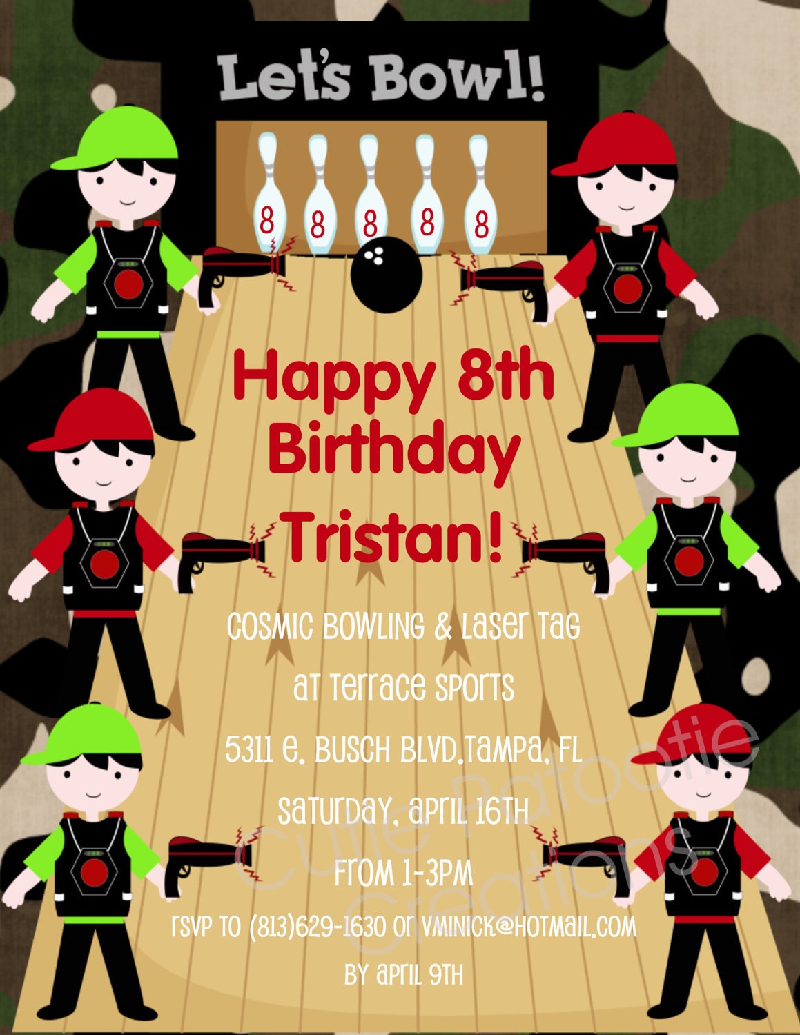 Laser Tag Birthday Invitation Laser Tag Bowling Birthday Invitation Printable Digital Il_170x135