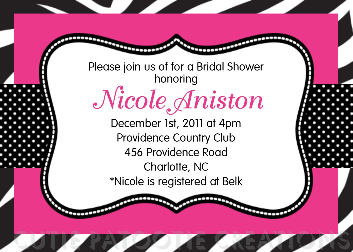 Zebra Print Baby Shower Invitation Zebra Print Bridal Shower Invitations Birthday Party Invite Printable Digital Il_170x135