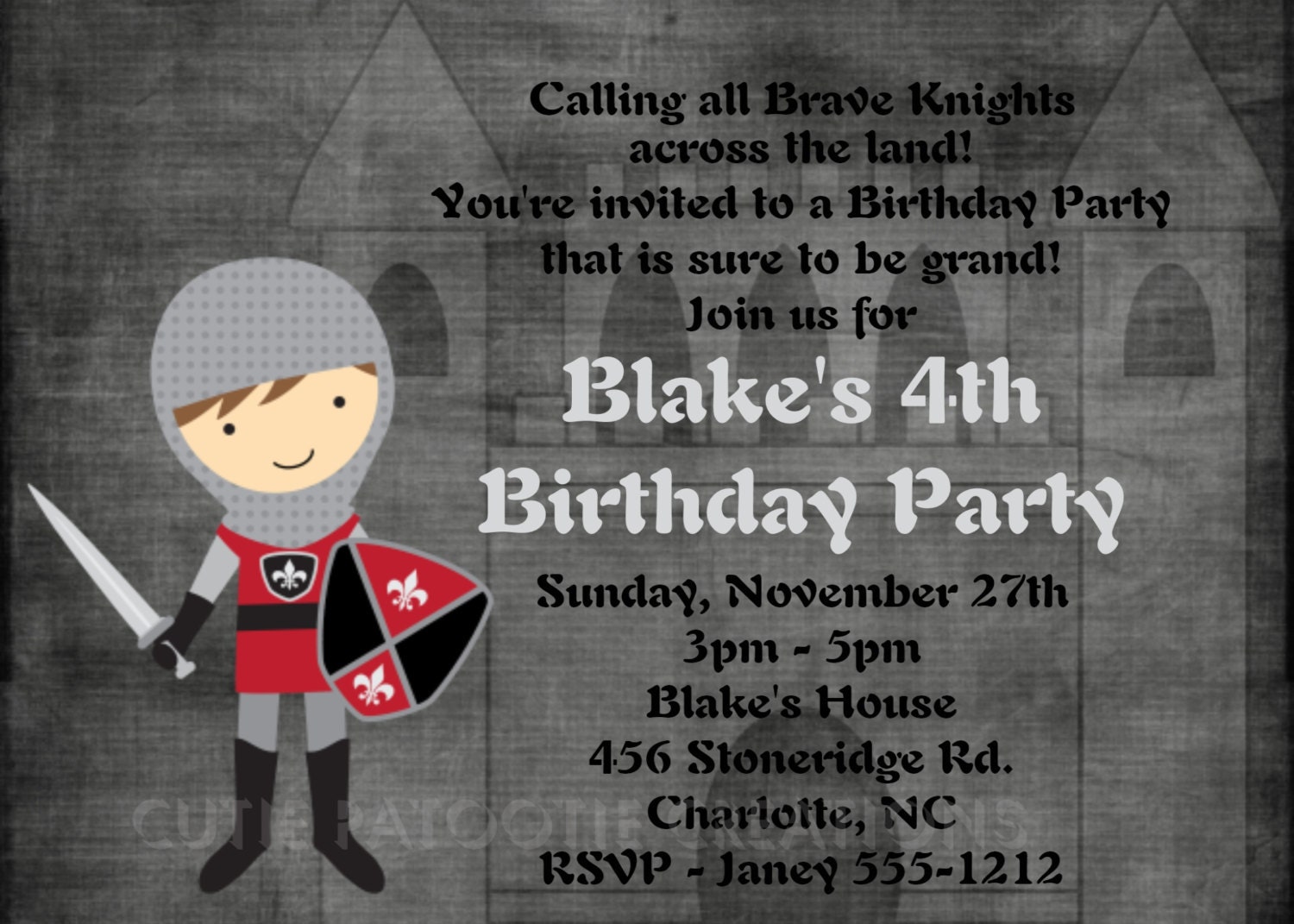 Knight Birthday Invitation Knight Birthday Party Invitations Printable Il_170x135