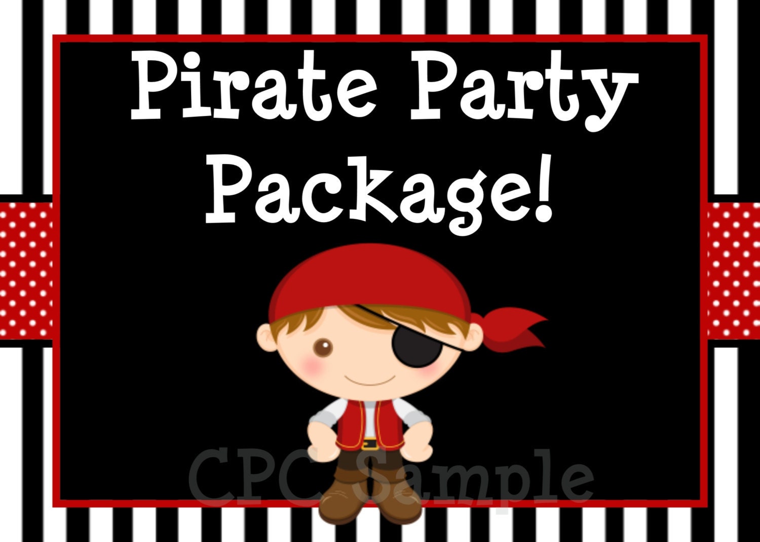Boy Pirate Birthday Party Package, CHOOSE ANY 6 ITEMS, Birthday Invitation, Thank You Card, Cupcake Toppers, Favor Tags and more... Il_170x135