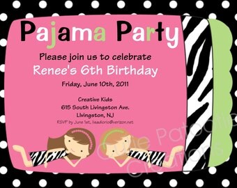 Pajama Party Birthday Invitation Pajama Party Invitations Printable or Printed