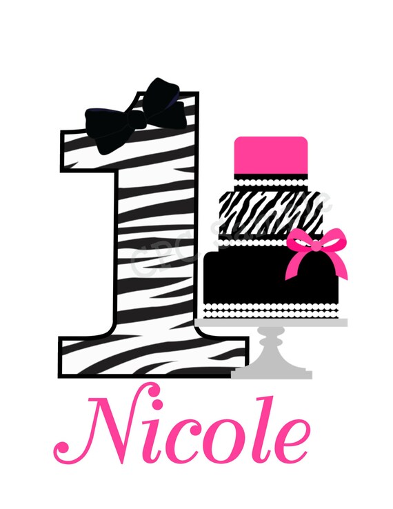 Zebra Print Birthday Cake TShirt or Bodysuit Personalized with Any Number Il_570xn