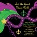 Mardi Gras Party Invitation Masquerade Party Invitations Printable or Printed
