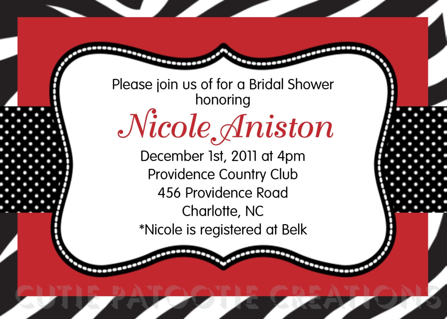 Zebra Print Baby Shower Invitation Zebra Print Bridal Shower Invitations Birthday Party Invite Printable Digital