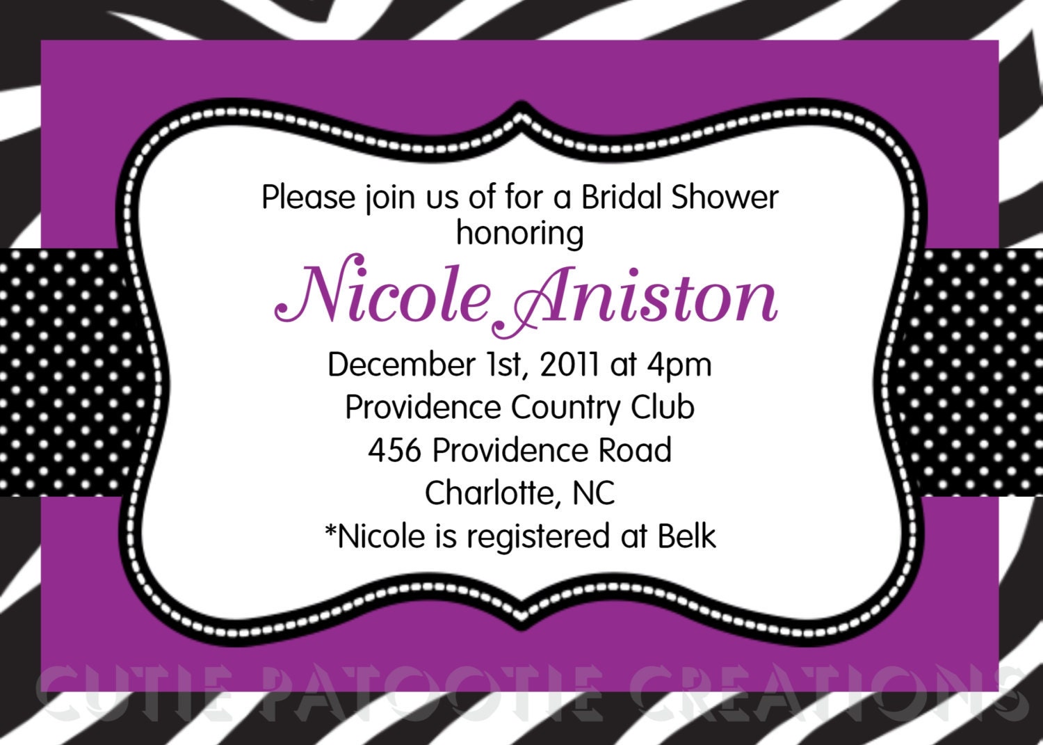 Zebra Print Baby Shower Invitation Zebra Print Bridal Shower Invitations Birthday Party Invite Printable Digital