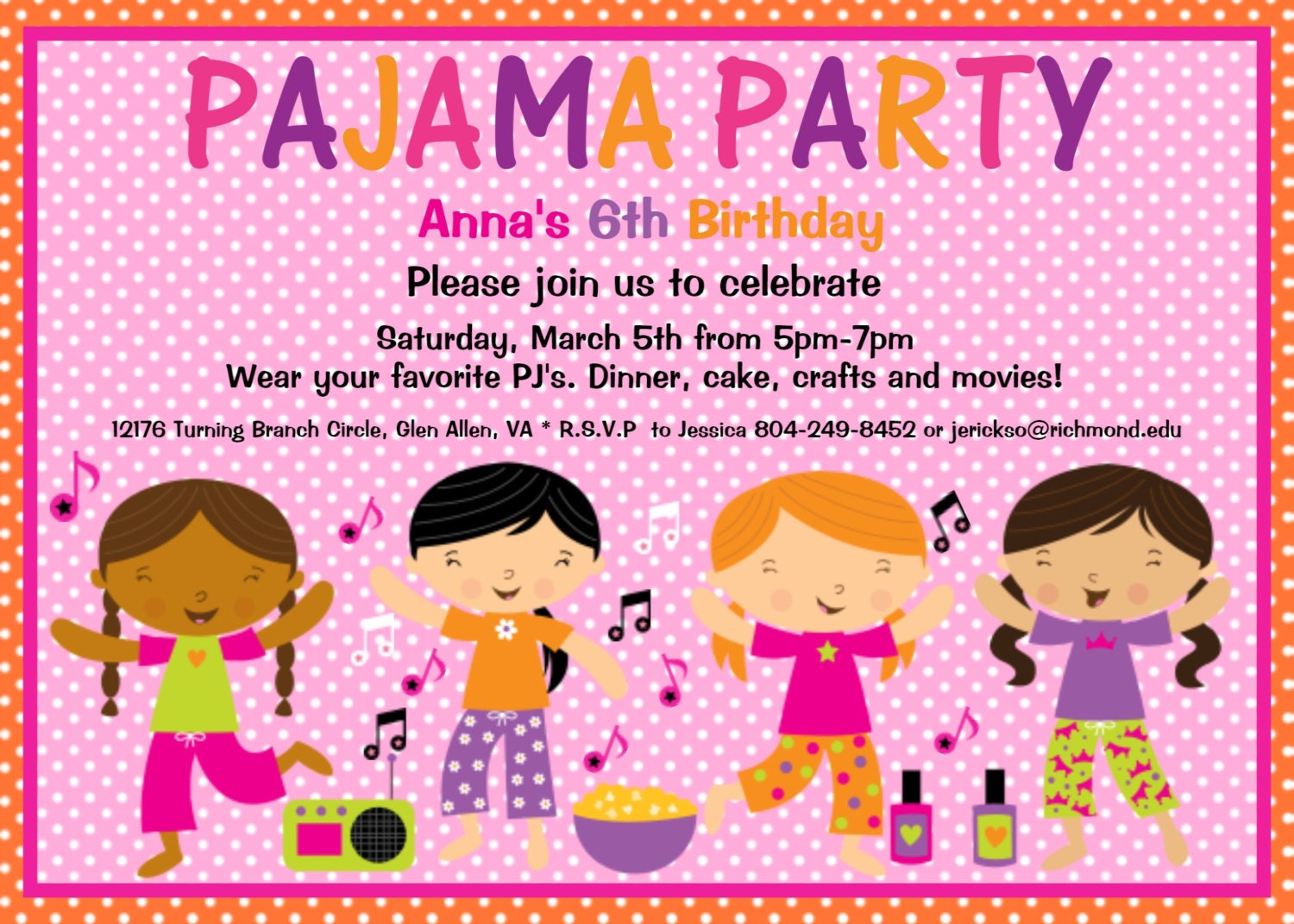 Pajama Party Birthday Invitation Slumber by CutiesTieDyeBoutique