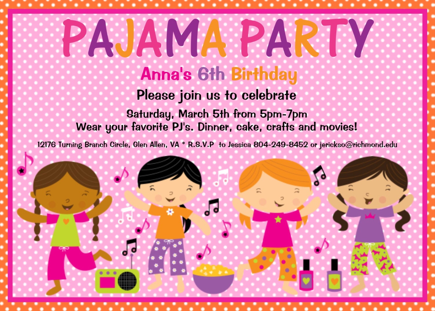 Pajama Party Birthday Invitation Slumber By CutiesTieDyeBoutique