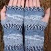Winter Sparkle Grey White Wrist Warmers Fingerless Gloves.
