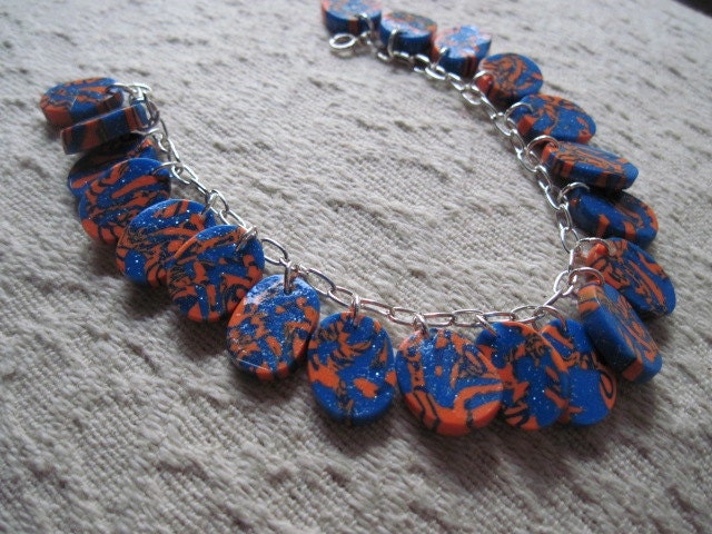 GO GATORS Gator Girl Polymer Clay Bracelet & Earring Set in Orange and Blue