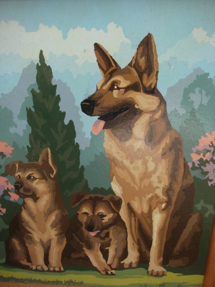 Vintage Sale Paint By Number Dog Painting by twirlswithpearls