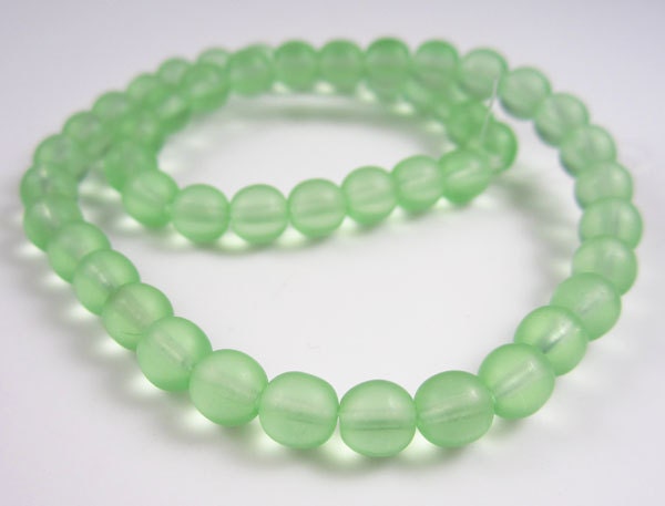 Czech Glass 6mm Matte Peridot Rounds