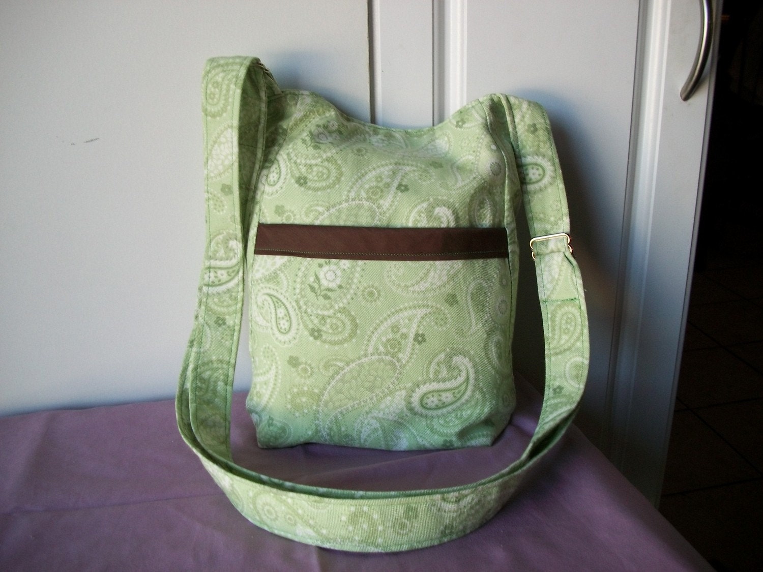 Hipster,Paisley Greens, Cross body or Shoulder Bag