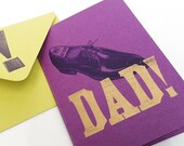 father's day card ... fun gold and purple letterpress card for dad
