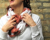 Orange and White Recycled T-shirt Scarf- Mother's Day, Graduation, Teacher Gift