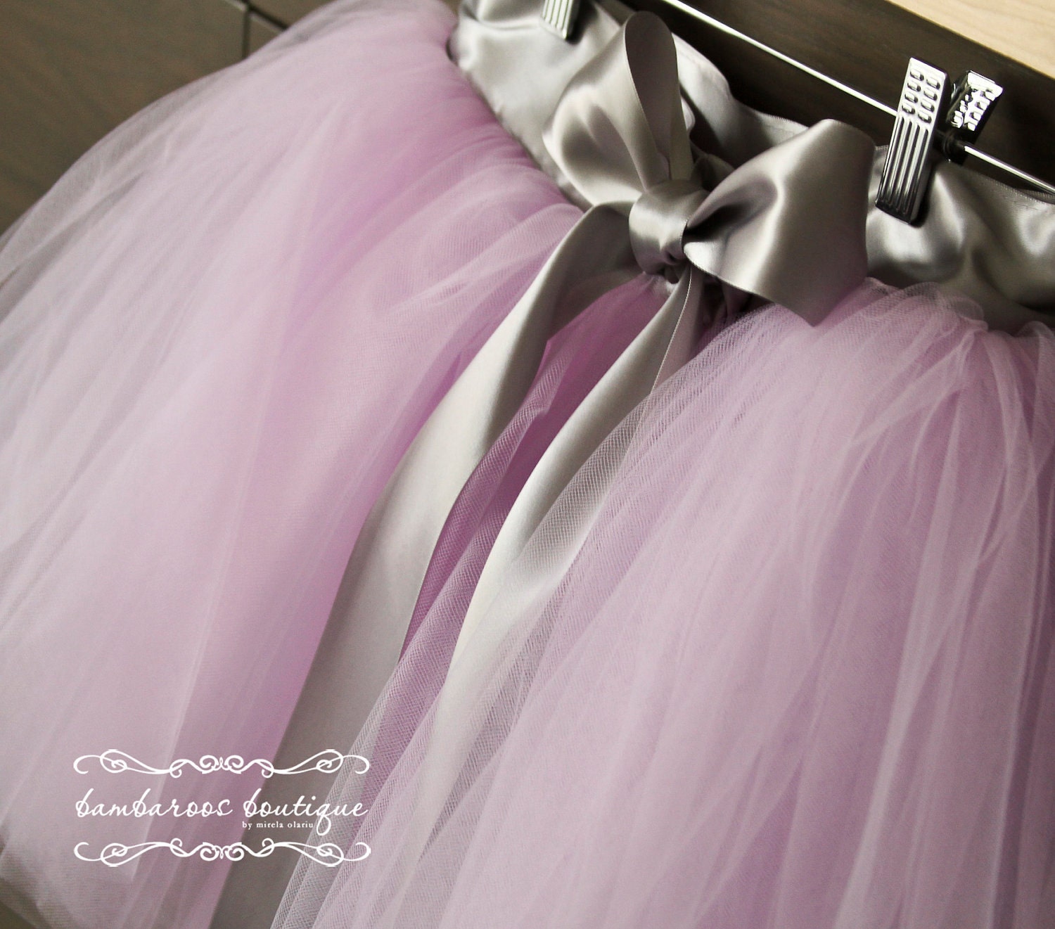 tutu, flower girl dress, Soft Tulle LAVENDER and SILVER tutu, Bridal Weddings Flower Girls CUSTOM sewn tutus