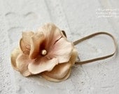 Champagne baby flower headband, Newborn Headband, Baby Headband, Taupe Small FLower Headband