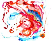 Watercolor Print, Abstract, Unique Wall Decor, Love, Red, Passion