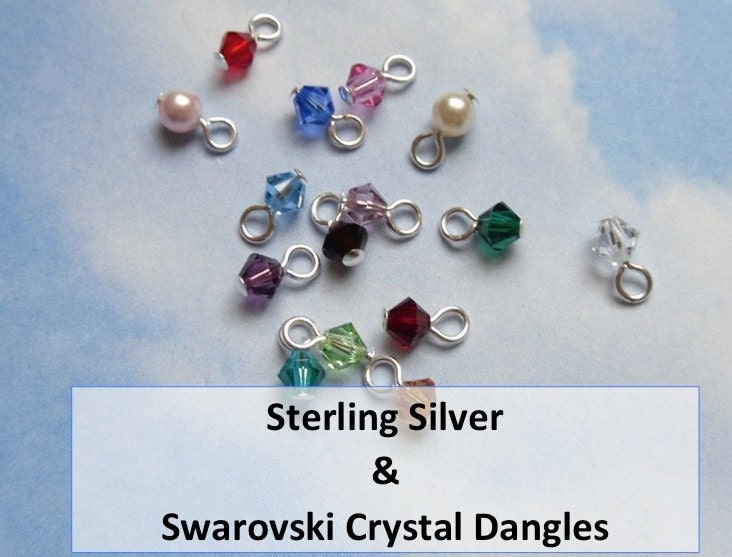 Two (2) Swarovski crystal 4mm bicone charms or drops with sterling silver head pins - for use in necklaces, earrings, bracelets