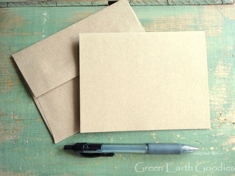 50 A1 Kraft folded Cards / Envelopes - 50 Kraft A1 Cards, 50 Kraft A1 Envelopes - Kraft grocery bag, 3 1/2 x 4 7/8 and A1
