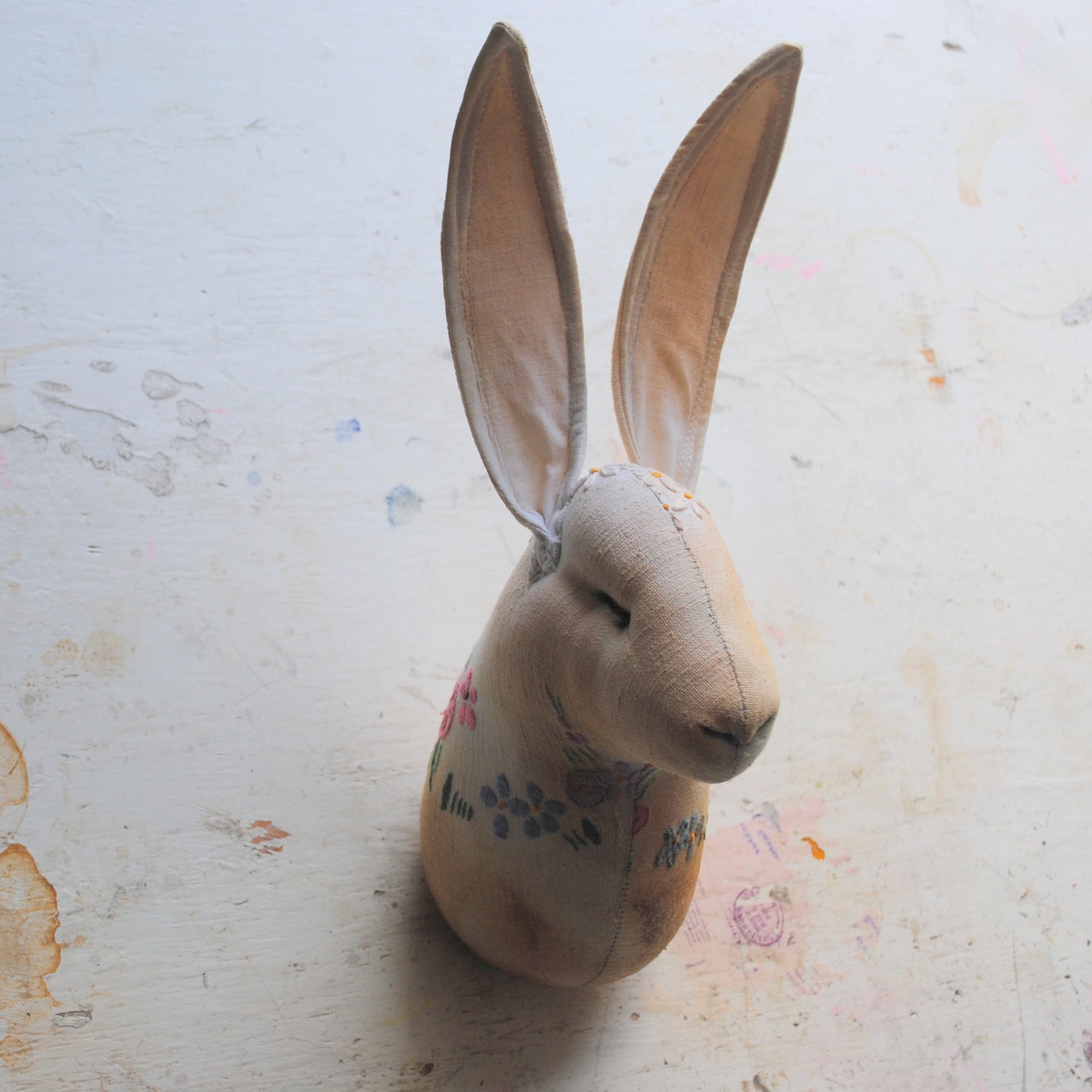 Soft Sculpture.Textile Taxidermy. Hare head with by MisterFinch
