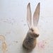 Soft Sculpture.Textile Taxidermy. Hare head with vintage embroidery.