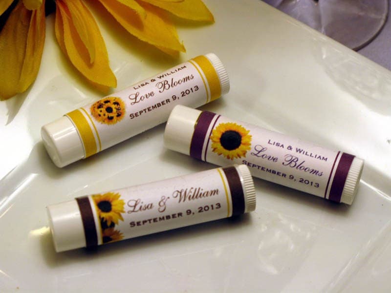 SUNFLOWER LIP BALM personalized favors wedding by shadow090109