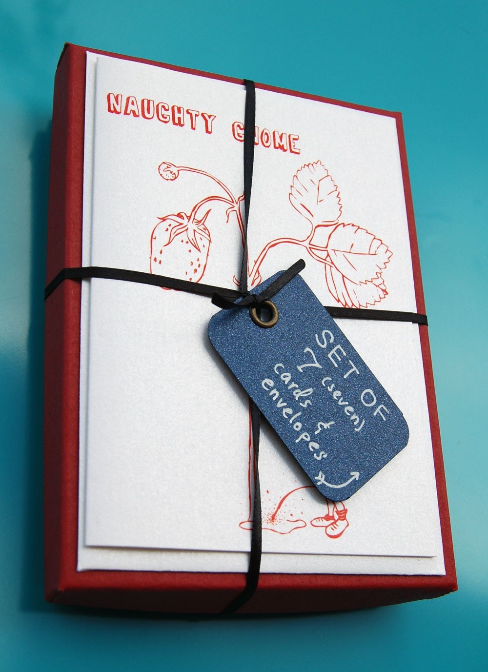 Buy naughty e greeting cards - 7 Folded Greeting Cards and Envelopes Box Set - Naughty Gnome with Strawberry