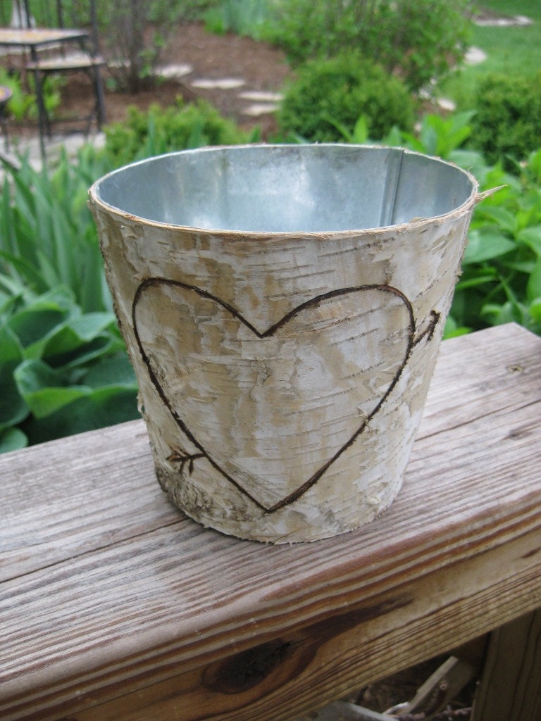 Birch Bark Vase  Personalized Wedding Home Decor Rustic Shabby Chic