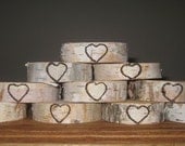 Rustic  Birch Bark Place Card Holders , 10 with Engraved Heart for Weddings, Bridal Showers, Parties