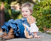 Girls Denim Double Ruffle Pants (sizes 6M to 6)