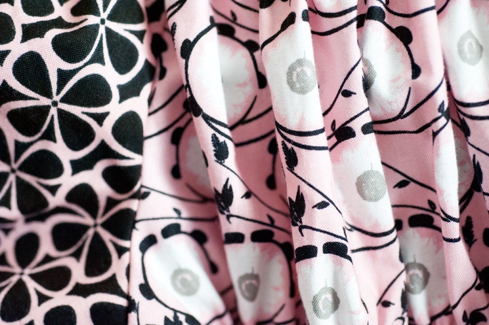 Girls Half-Sleeve Pink Black and White Peasant Top