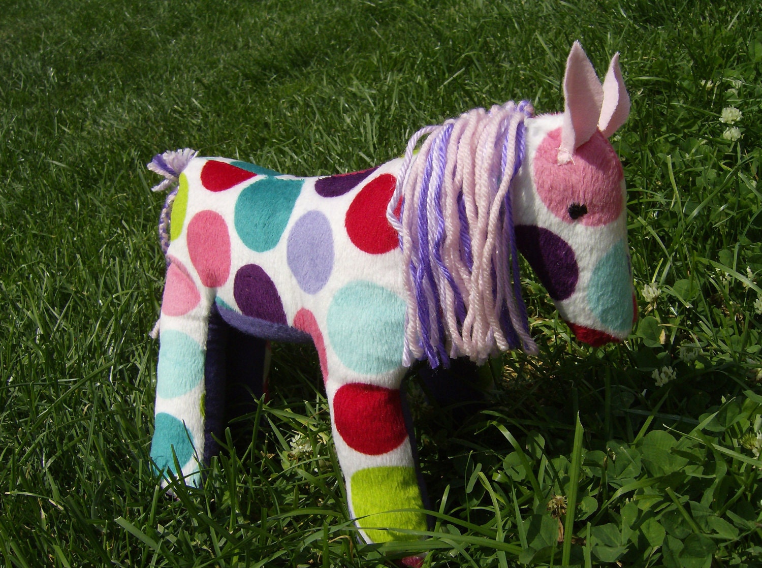 Handmade Spotted Pony, Horse, Plush Stuffed Animal, Child Safe, Baby Nursery